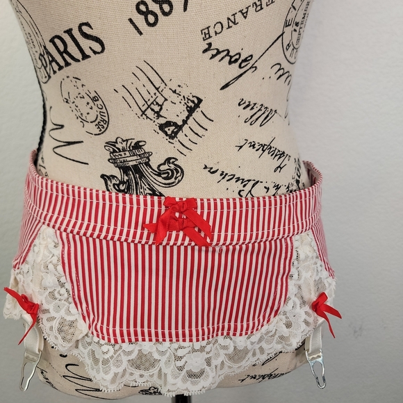 Forplay Lace Trim Garter Red White Striped Sz S/ M Women's Fairy Coquette - Picture 1 of 10